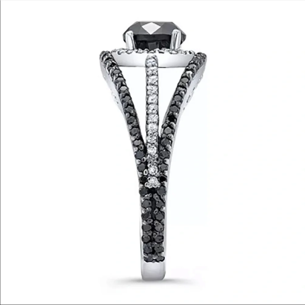 New 925 Silver Round luxury Sapphire Ring - Picture 3 of 4